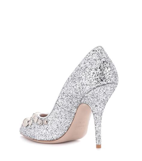 miu miu glitter sole pumps|Glitter pumps Silver .